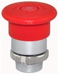 RM2-BT43...MUSHROOM HEAD METAL PUSH BUTTON, PUSH TO STAY - PULL TO RELEASE, 40MM, RED (Pre-Marked) COLOR
