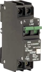 QF17A15...GROUND FAULT CIRCUIT BREAKER, SERIES TRIP WITH NEUTRAL SWITCH (1P + N), 15AMPS, 30mA, CURVE 2, 240VAC, UL1077 & UL1053 RECOGNIZED,