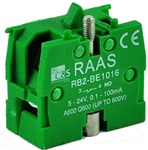 RB2-BE1016...CONTACT BLOCK SWITCH, NORMALLY OPEN, GOLD FLASH TYPE, GREEN