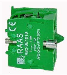 RB2-BE1016-BM...CONTACT BLOCK, BASE MOUNTED, NORMALLY OPEN, STANDARD TYPE, <b>FOR CONTROL STATION RC-M BOX MOUNTING ONLY</B>, GOLD FLASHED