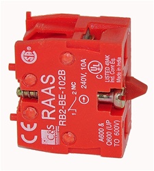 RB2-BE102-BP...CONTACT BLOCK, NORMALLY CLOSED, STANDARD TYPE, <b>FOR CONTROL STATION RC-P BOX MOUNTING ONLY</B>