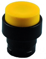 RB2-BL57...PROJECTING PUSH BUTTON, SPRING RETURN WITH BLACK METAL BEZEL, NON-ILLUMINATED, YELLOW COLOR