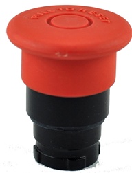 RB2-BT437...40MM DIAMETER MUSHROOM HEAD, PUSH/PULL TYPE, WITH BLACK METAL BEZEL NON-ILLUMINATED, RED (Pre-Marked) COLOR