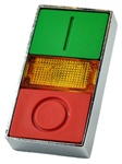 RB2-BW9...DOUBLE-HEADED PUSH BUTTON OPERATING HEAD; ILLUMINATED; GREEN, AMBER AND RED COLOR
