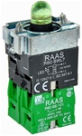 RB2-BWL733-12...BODY ASSEMBLY FOR PUSH BUTTON & SELECTOR, 12AC/DC, WITH NO+NO CONTACTS, LED, GREEN COLOR