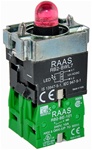 RB2-BWL743-12...BODY ASSEMBLY FOR PUSH BUTTON & SELECTOR, 12AC/DC, NO+NO CONTACTS, LED, RED COLOR