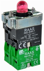RB2-BWL743-24...BODY ASSEMBLY FOR PUSH BUTTON & SELECTOR, 24AC/DC, NO+NO CONTACTS, LED, RED COLOR