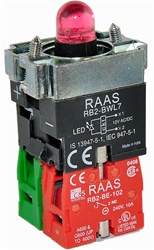 RB2-BWL745-24...BODY ASSEMBLY FOR PUSH BUTTON & SELECTOR, 24AC/DC, NO+NC CONTACTS, LED, RED COLOR