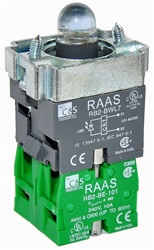 RB2-BWL763-12...BODY ASSEMBLY FOR PUSH BUTTON & SELECTOR, 12AC/DC, NO+NO CONTACTS, LED, BLUE COLOR