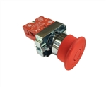 RCB2-BT432...40MM DIAMETER PUSH/PULL TYPE MUSHROOM HEAD METAL PUSH BUTTON ASSEMBLY - (INCLUDES 40MM DIAMETER RED PUSH/PULL TYPE OPERATING HEAD(Pre-Marked) + FIXING COLLAR + N-C CONTACT