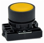 RCP2-BA5...FLUSH PLASTIC PUSH BUTTON, SPRING RETURN, NON-ILLUMINATED, WITH CARRIER, YELLOW COLOR