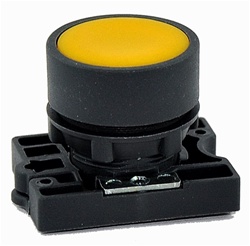 RCP2-BA5...FLUSH PLASTIC PUSH BUTTON, SPRING RETURN, NON-ILLUMINATED, WITH CARRIER, YELLOW COLOR