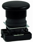 RCP2-BC2...MUSHROOM HEAD PLASTIC PUSH BUTTON WITH CARRIER, SPRING RETURN,  NON-ILLUMINATED, BLACK COLOR