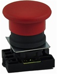RCP2-BC4...MUSHROOM HEAD PLASTIC PUSH BUTTON WITH CARRIER, SPRING RETURN,  NON-ILLUMINATED, RED COLOR