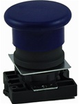 RCP2-BC6...MUSHROOM HEAD PLASTIC PUSH BUTTON WITH CARRIER, SPRING RETURN,  NON-ILLUMINATED, BLUE COLOR