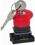 RCP2-BS14...MUSHROOM HEAD PLASTIC PUSH BUTTON WITH CARRIER , NON-ILLUMINATED, PUSH TO STAY-KEY TO RELEASE TYPE, RED COLOR
