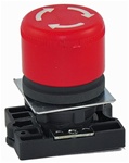RCP2-BS44...30MM MUSHROOM HEAD PLASTIC PUSH BUTTON WITH CARRIER, NON-ILLUMINATED, STAY-PUT TYPE, RED COLOR