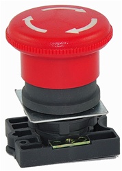 RCP2-BS54...40MM MUSHROOM HEAD PLASTIC PUSH BUTTON WITH CARRIER, NON-ILLUMINATED, STAY-PUT TYPE, RED COLOR