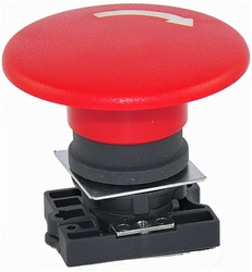 RCP2-BS64...60MM MUSHROOM HEAD PLASTIC PUSH BUTTON WITH CARRIER, NON-ILLUMINATED, STAY-PUT TYPE, RED COLOR