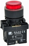 RCP2-BW146-110...ILLUMINATED PLASTIC PROJECTING PUSH BUTTON ACTUATOR-110AC, WITH BA9 FILAMENT BULB , RED COLOR
