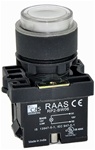 RCP2-BW176-110...ILLUMINATED PLASTIC PROJECTING PUSH BUTTON ACTUATOR-110AC, WITH BA9 FILAMENT BULB , CLEAR COLOR