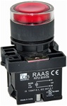 RCP2-BW346-110...ILLUMINATED PLASTIC FLUSH PUSH BUTTON ACTUATOR-110AC, WITH BA9 FILAMENT BULB , RED COLOR