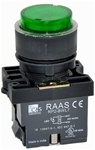 RCP2-BWL137-110...PROJECTING ILLUMINATED PUSH BUTTON ACTUATOR-110AC,  LED TYPE, PLASTIC BODY, GREEN COLOR