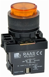 RCP2-BWL157-110...PROJECTING ILLUMINATED PUSH BUTTON ACTUATOR-110AC, LED TYPE, PLASTIC BODY, AMBER COLOR
