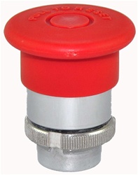 RM2-BT43...MUSHROOM HEAD METAL PUSH BUTTON, PUSH TO STAY - PULL TO RELEASE, 40MM, RED (Pre-Marked) COLOR